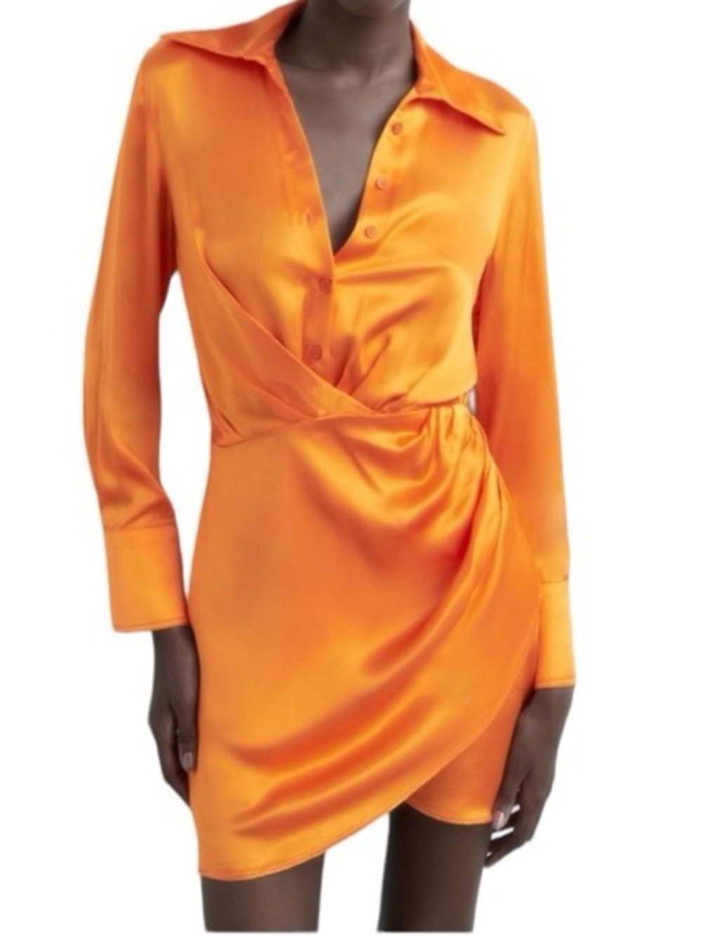 Zara Orange Satin Midi Dress